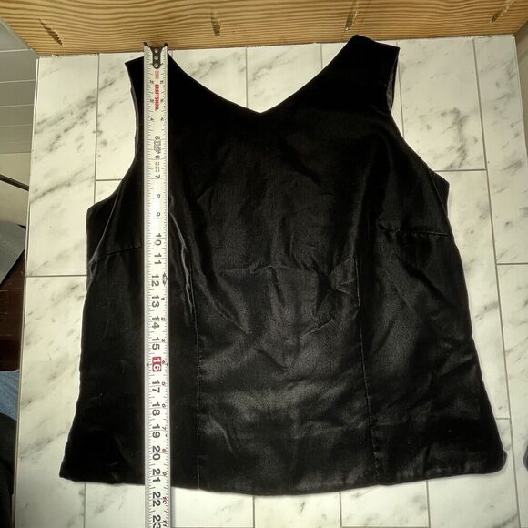 Talbots Vintage Black Velvet Shell Button Back Top 10 Victorian Goth Regency - Picture 10 of 11